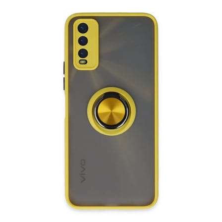 Vivo Y11S Kılıf Montreal Yüzüklü Silikon Kapak - Sarı