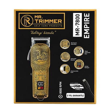 Şarjlı Saç Sakal Traş Makinesi MR-7800 (USB Type-C, LED, 3-7-9-12mm)