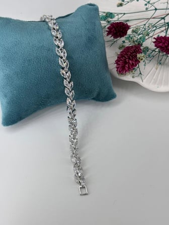 Rodyum Zirkon Taşlı Pirinç Zirkon Bileklikler 18 Cm  - Kbl0282