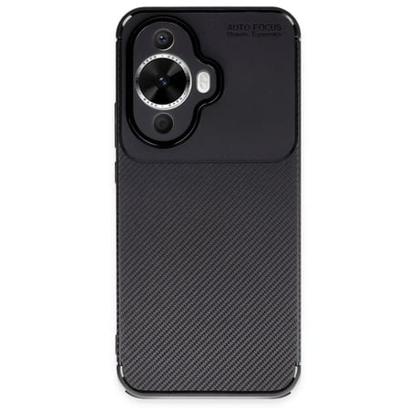 Huawei Nova 12S Kılıf Auto Focus Karbon Kapak - Siyah