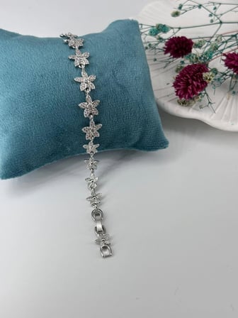 Rodyum Zirkon Taşlı Pirinç Zirkon Bileklikler 18+2 Cm  - Kbl0276