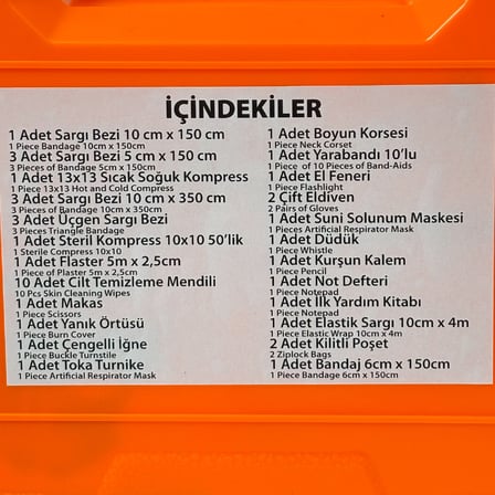 Büyük İlk Yardım Seti - Plastik Çantalı