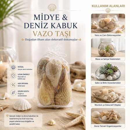 Poşetli Renkli Mix Midye - Deniz Kabuk Vazo Taşı