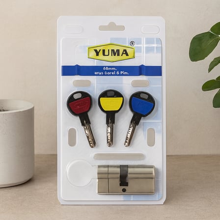 68mm 6 Pim Bilyalı Silindir Göbeği (Nikel Saten, 3 Anahtar)