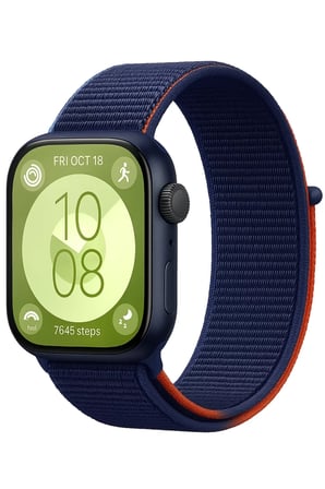 Huawei Fit 4 Hasırlı Cırtcırtlı Kordon - Lacivert-Turuncu