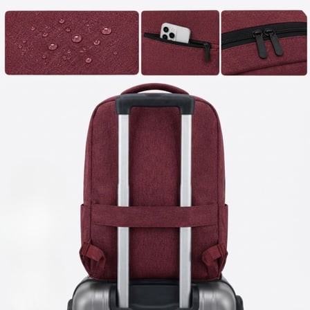 Bordo Laptop Sırt Çantası, Bilgisayar Korumalı İç Bölmeli Notebook Çantası, Organizer Cepli ve USB Ş
