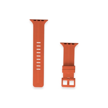 Apple Uyumlu Watch 42mm Kr408 Çizgili Silikon Kordon - Turuncu