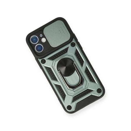 Apple iPhone 12 Mini Kılıf Pars Lens Yüzüklü Silikon - Yeşil