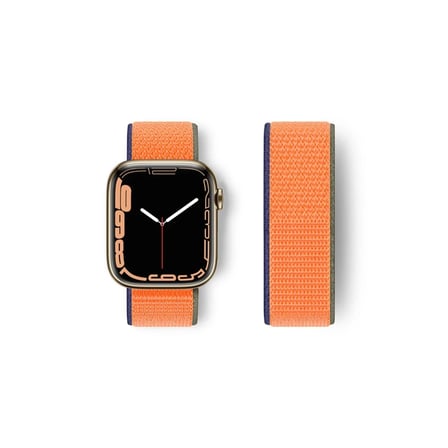 Apple Watch 42mm Hasırlı Cırtcırtlı Kordon - Turuncu