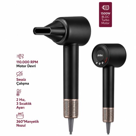 Saç Kurutma ve Şekillendirme Makinesi 1500W BLDC Turbo (Gri)