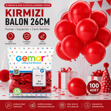 İç Mekan - Kırmızı Balon 10 Inc - 26CM - 100PCS