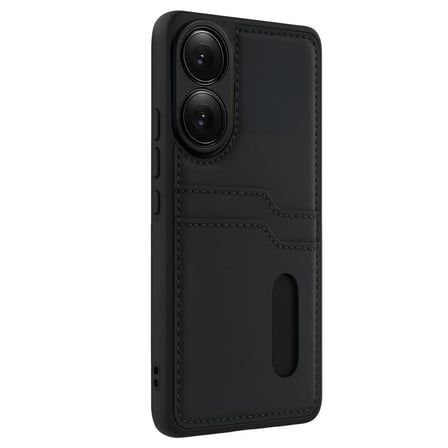 Oppo A38 Sara Kartvizitli Deri Kılıf - Siyah