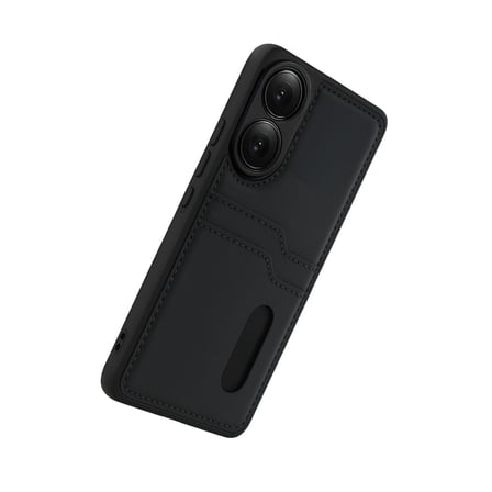 Oppo A38 Sara Kartvizitli Deri Kılıf - Siyah