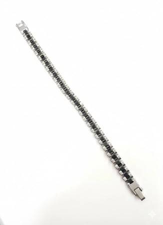 Rodyum-siyah Çelik  Erkek Çelik Bileklik Boy 21.5 Cm / En 0.9 Mm  - Ebl0049