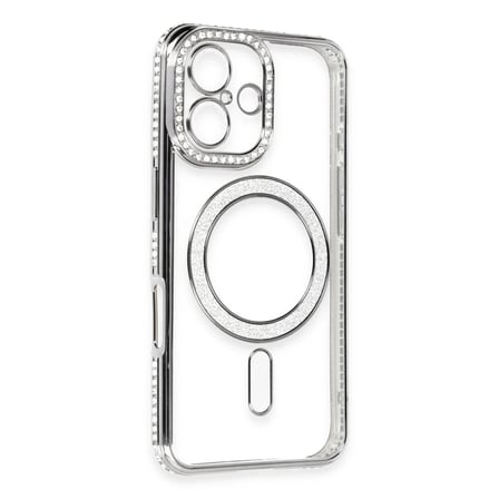 Apple iPhone 16 Kılıf Joke Simli Magneticsafe Kılıf - Gri