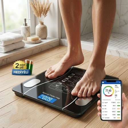 Vücut Analizli Bluetooth Dijital Baskül 180kg/50g