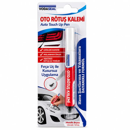 12 Adet Metalik Beyaz Oto Rötuş Kalem Fırça Uç 5ML