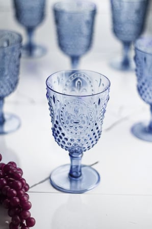 Bardak Altlığı Akrilik Lacivert 6'lı Kadeh & Su Meşrubat Kahve Yanı Bardağı 450 ml ( Cam Değildir )