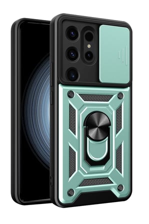 Samsung Galaxy S24 Ultra Kılıf Pars Lens Yüzüklü Silikon - Yeşil