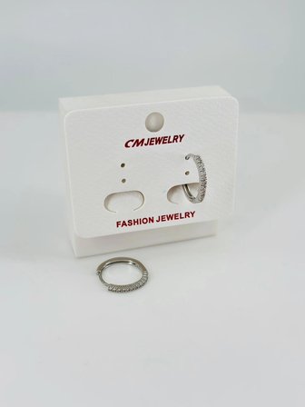 Rodyum Zirkon Taşlı Pirinç Küpeler - Kp00473