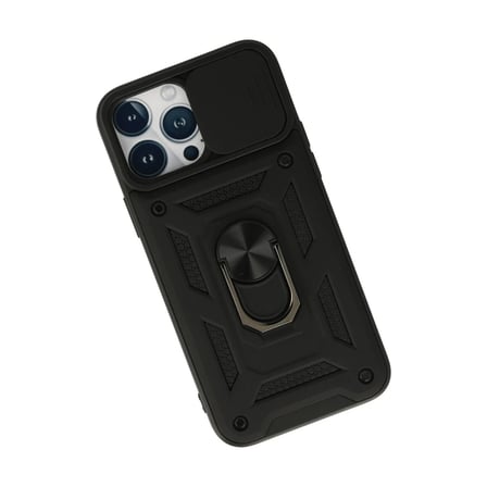 iPhone 13 Pro Max Kılıf Pars Lens Yüzüklü Silikon - Siyah