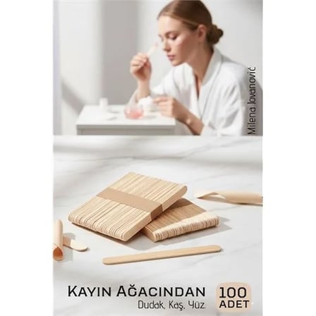 Ahşap Yüz Ve Kaş Ağda Spatulası 100 Adet - Ultra Pürüzsüz Profesyonel Makyaj Ve Maske Çubuğu 719424