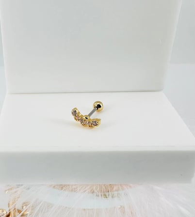 Zirkon Taşlı Uç Kısmı : Pirinç Kıkırdak Bar Uzunluğu : 6 Mm / Bar Kalınlığı 0.8 Mm / Top Boyu 3 Mm - Pt0026-1