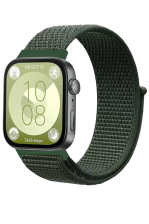 Huawei Fit 4 Hasırlı Cırtcırtlı Kordon - Koyu Yeşil