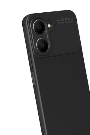 Vivo Y18 Kılıf Auto Focus Karbon Kapak - Siyah