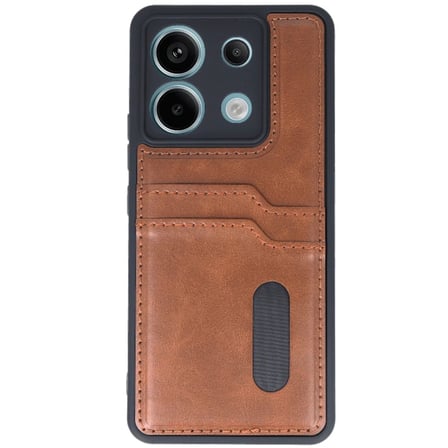 Xiaomi Redmi Note 13 Pro 4G Kılıf Sara Kartvizitli Deri Kılıf - Taba