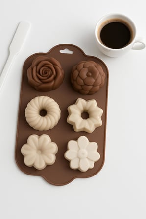 Pasta, Kek Kalıbı Silikon ve Çikolata 6’lı Krem Renk Pasta Tatlı Muffin Kalıbı