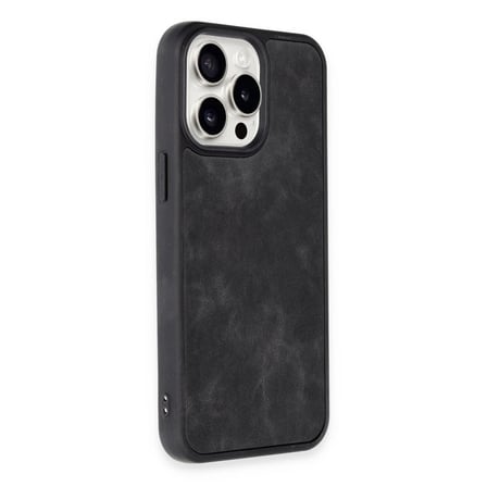 Apple iPhone 15 Pro Max Kılıf Aras Deri Kapak - Siyah