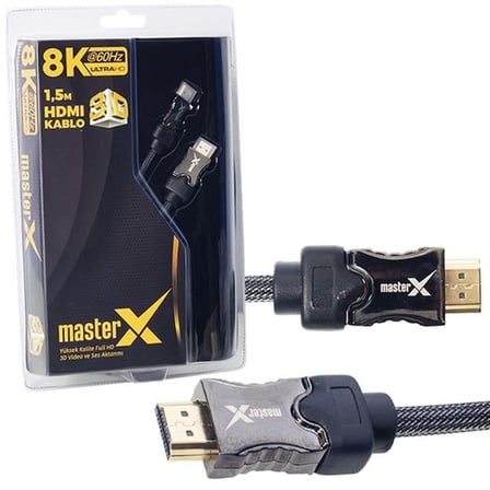MasterX MX-18938 Örgülü 60Hz Ultra HD 1.5 Metre Örgülü 8K HDMI Kablo