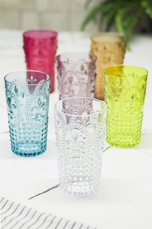Bardak Altlığı Akrilik Renkli 6'lı Uzun & Su Meşrubat Bardağı 750 ml ( Büyük Boy & Cam Değildir )