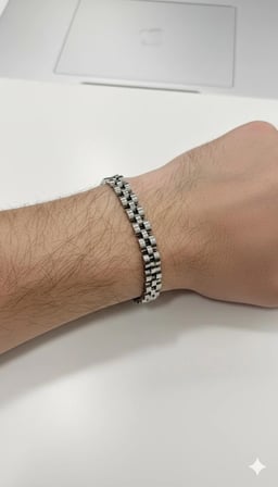 Siyah - Lacivert Deri / Çelik  Erkek Deri Bileklik 20 Cm  - Ebl0052