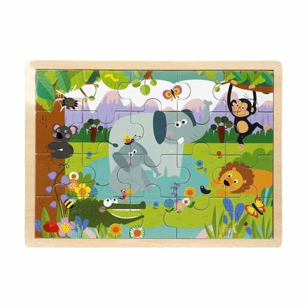 S01002909 Wooden Puzzle Vehıcles Anmals 5 Pcs 2 Ast