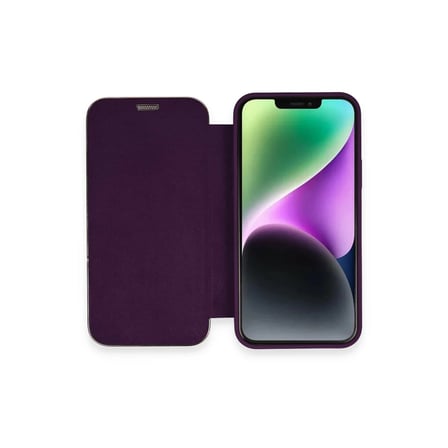Apple iPhone 12 Kılıf Dolpin Kapaklı - Derin Mor