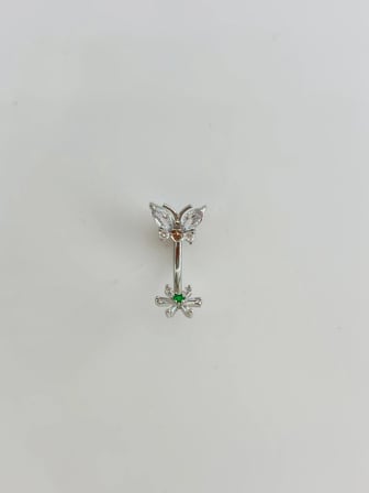 Çiçek Ve Kelebek Detaylıgöbek Piercing - Pg0128