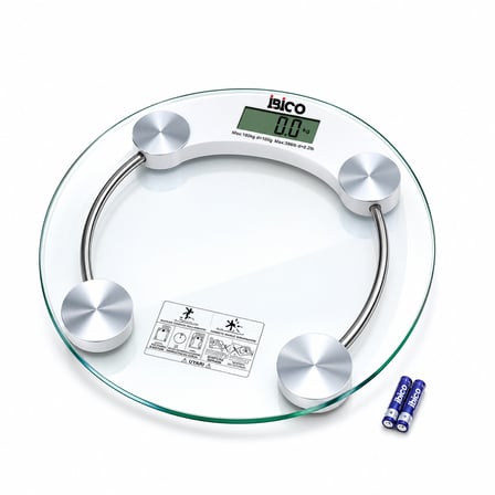 Dijital - Pilli Yuvarlak Banyo Baskül Terazi Tartı Lcd Ekran 180KG/0.1G 30X30CM İ11-026