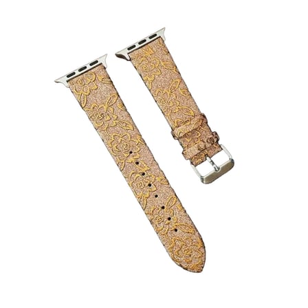 Apple Uyumlu Watch 38mm Creeper Desenli Kordon (saat Değildir) - Gold
