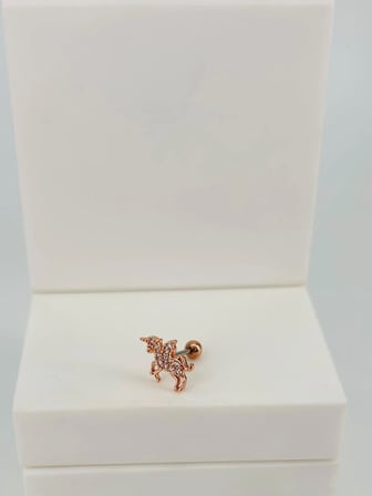 Rose Zirkon Taşlı Uç Kısmı : Pirinç Kıkırdak Bar Uzunluğu : 6 Mm / Bar Kalınlığı 0.8 Mm / Top Boyu 3 Mm  - Pt0052-2
