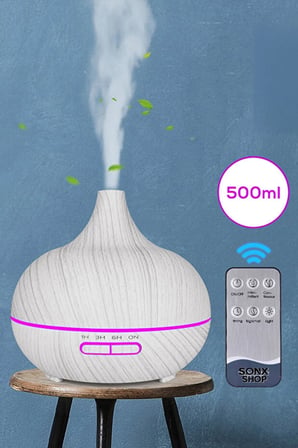 Aroma Difüzör Gece Işığı 7 Led Nemlendirici Kumandalı 550 ml Buhar Makinesi