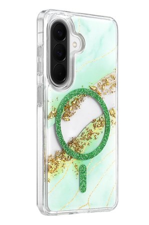 Onegif Samsung Galaxy A57 5G Lotus Simli Magsafe Kapak - Yeşil