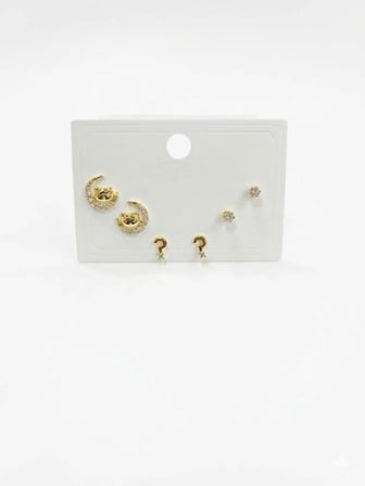 Zirkon Taşlı Pirinç Altılı Kombin Küpe - Kp00631