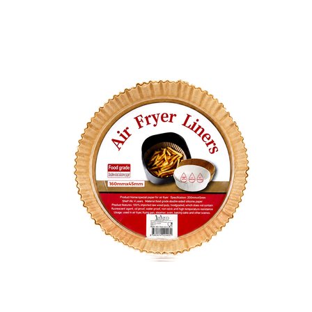 50PCS Yuvarlak Taban: 16CM - Kenar: 4.5CM Air Fryer Pişirme Kalıp Kağıt