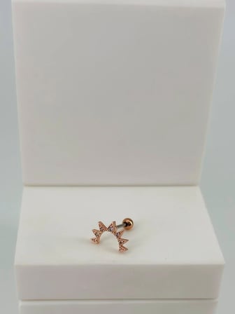 Rose Zirkon Taşlı Uç Kısmı : Pirinç Kıkırdak Bar Uzunluğu : 6 Mm / Bar Kalınlığı 0.8 Mm / Top Boyu 3 Mm  - Pt0057-2