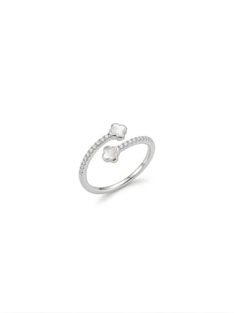 Taşlı Yonca Tasarımlı Yüzük - Yz0222-1