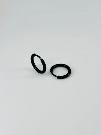 Siyah Çelik Erkek Küpe Çap (9 Mm) Kalınlık (2 Mm) - Ekp0034