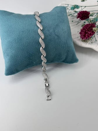 Rodyum Zirkon Taşlı Pirinç Zirkon Bileklikler 18+2 Cm  - Kbl0280