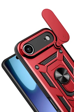 Apple iPhone 17 Air Pars Lens Yüzüklü Silikon - Kırmızı